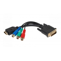 Złącze wtyk DVI (24+5) - HDMI gniazdo + 3 gniazda RCA (ZLA0864)