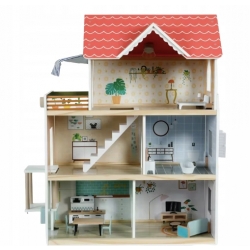 DUŻY DREWNIANY DOMEK DLA LALEK WINDA MEBLE PREZENT