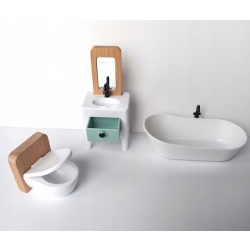 DUŻY DREWNIANY DOMEK DLA LALEK WINDA MEBLE PREZENT