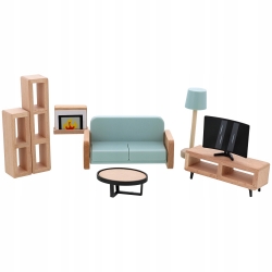 DREWNIANE MEBELKI DLA LALEK MEBLE ZESTAW SYPIALNIA