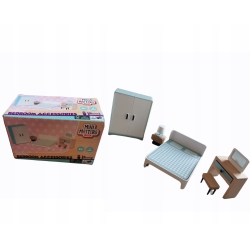 DREWNIANE MEBELKI DLA LALEK MEBLE ZESTAW SYPIALNIA