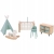 DREWNIANE MEBELKI DLA LALEK MEBLE ZESTAW SYPIALNIA