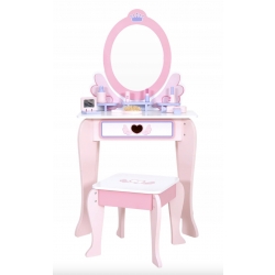 Drewniana TOALETKA dla dziewczynki LUSTRO + 6 akc.