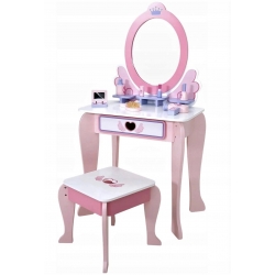 Drewniana TOALETKA dla dziewczynki LUSTRO + 6 akc.