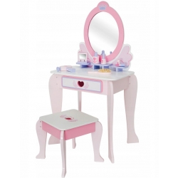 Drewniana TOALETKA dla dziewczynki LUSTRO + 6 akc.