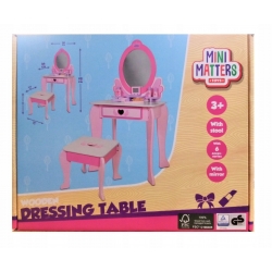 Drewniana TOALETKA dla dziewczynki LUSTRO + 6 akc.